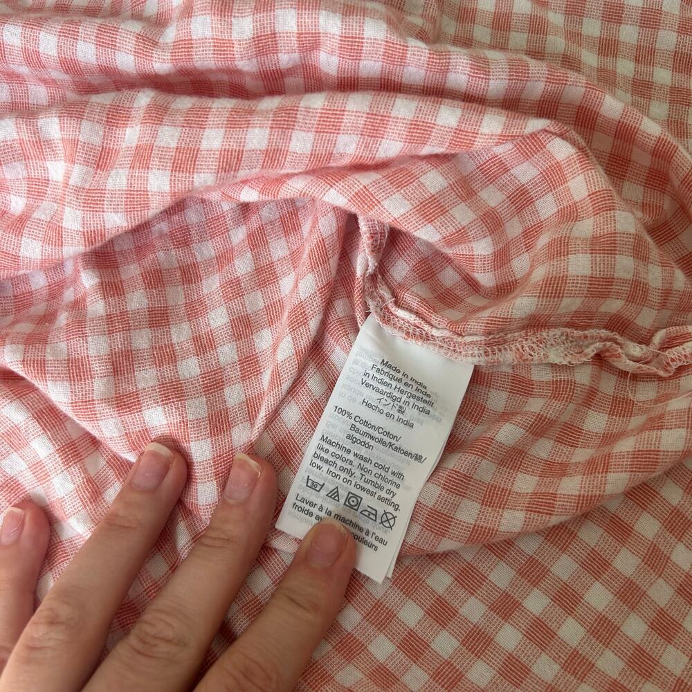 Madewell 100% Cotton Pink Gingham Pajama Set Natural Breathable Size Small - Picture 5 of 7